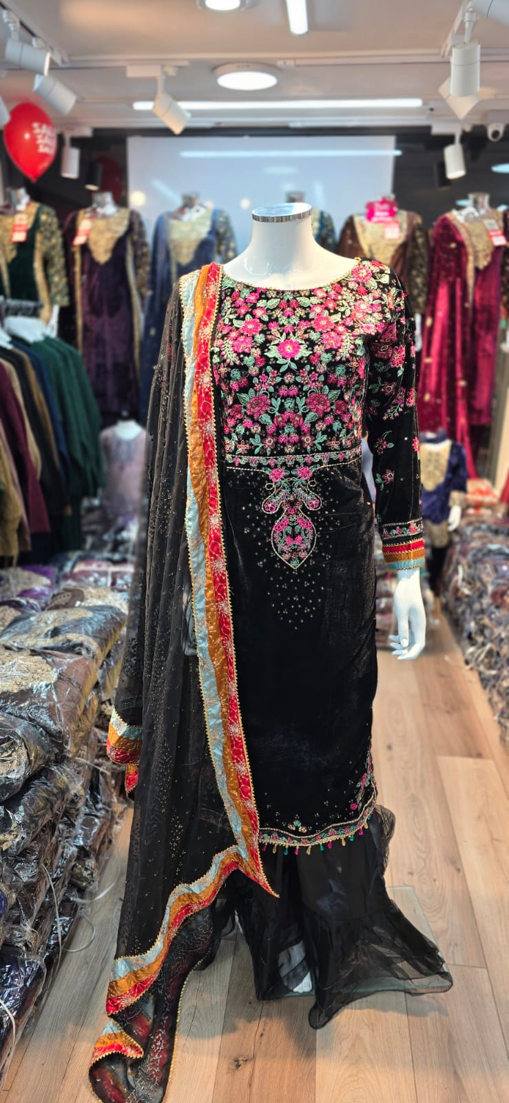 Brit 3 piece velvet_4090 Pakistani ladies suits black P2