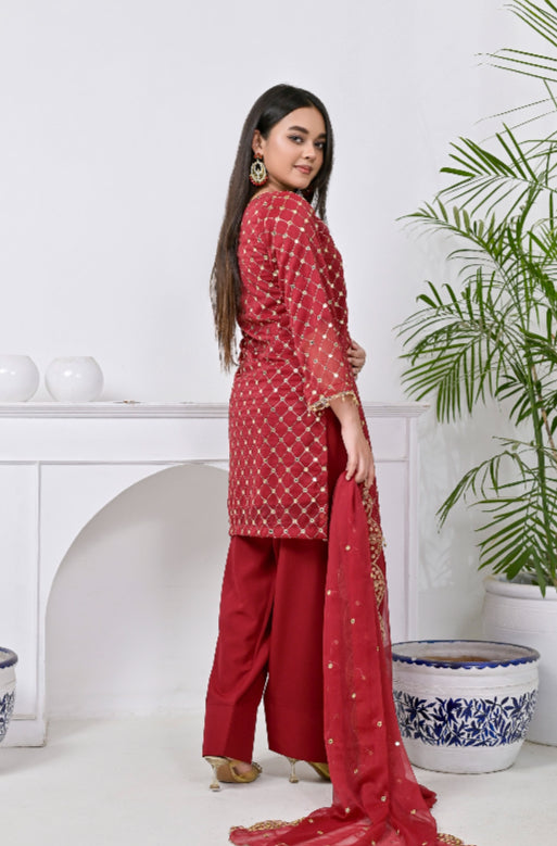 Brit 3 piece chiffon Faarshi shalwar _9002 Pakistani suits B77