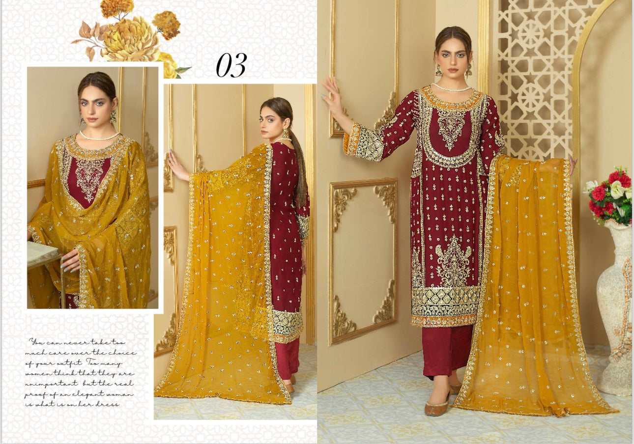 Brit 3 piece chiffon _100129 Pakistani ladies suit B123