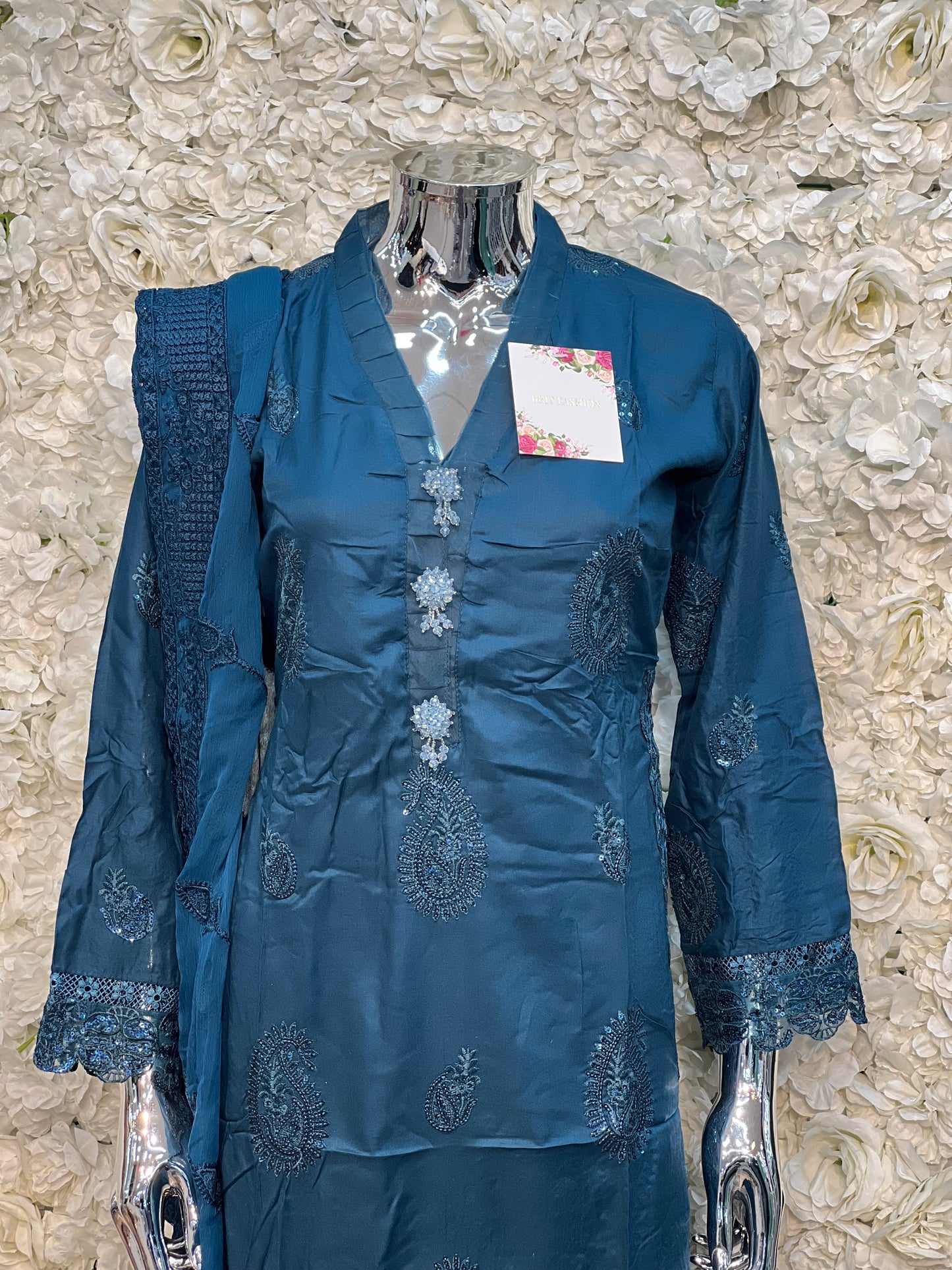 Brit 3 piece Viscose_6055 ladies suit teal B32