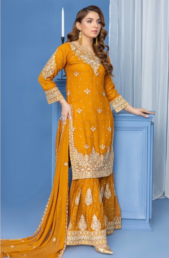 Brit Mother and Daughter 3 piece Chiffon_100293 yellow B100