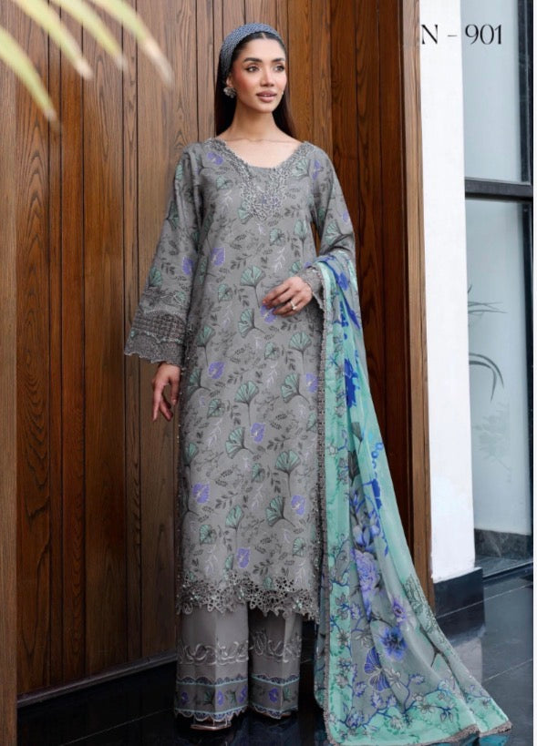 Ramsha 3 piece luxury lawn collection ladies dress B636