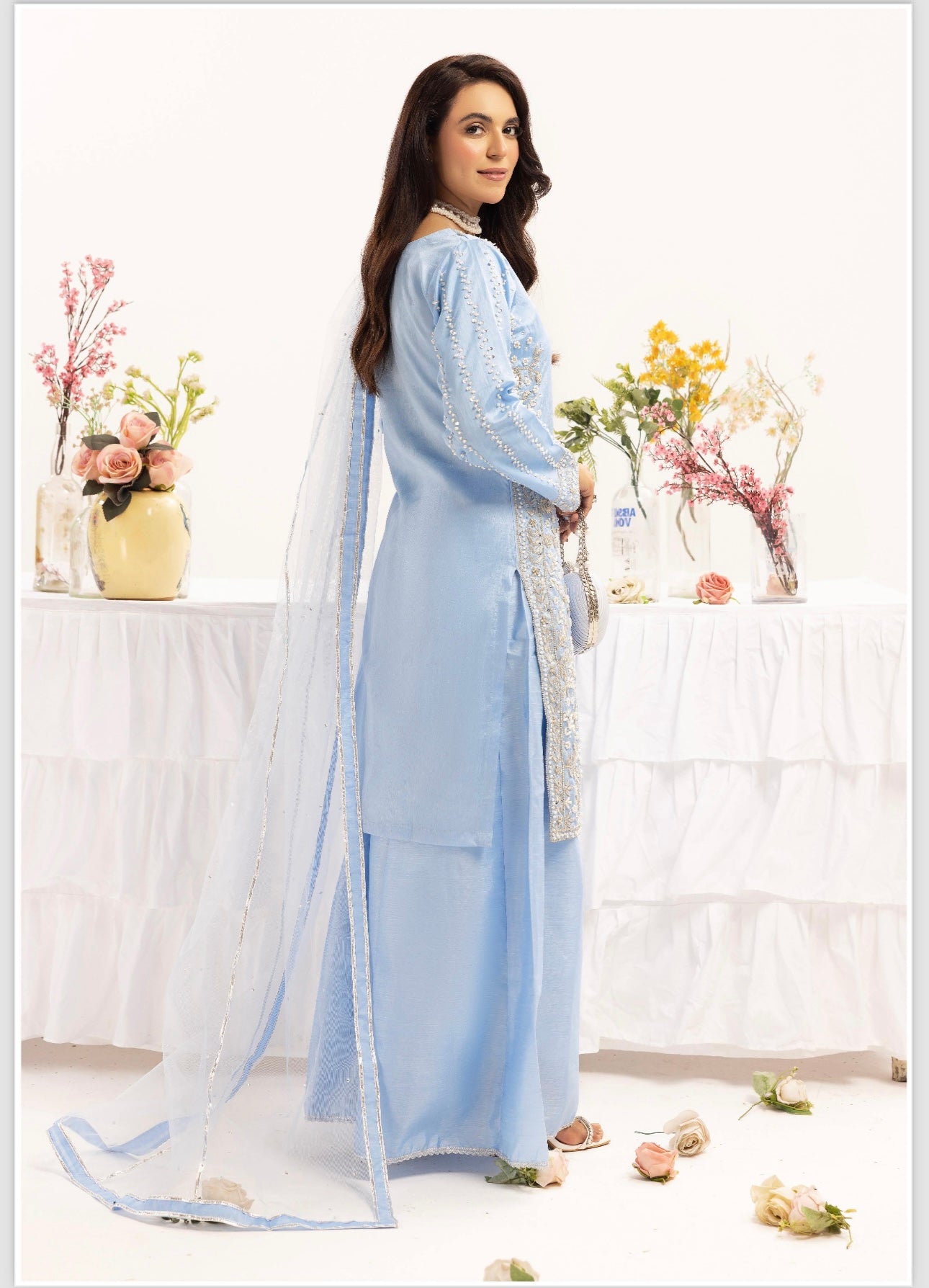 Simrans 3 piece raw silk hand work _321 B221