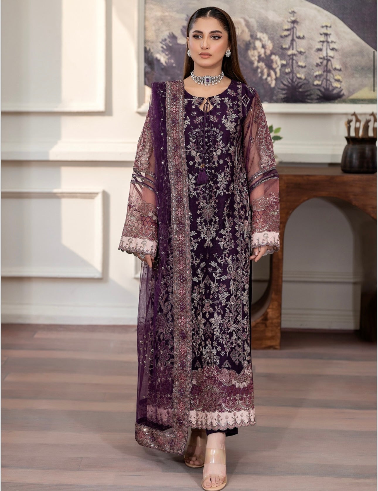 Brit 3 piece Embrioded NET_10076 Pakistani ladies suit B206