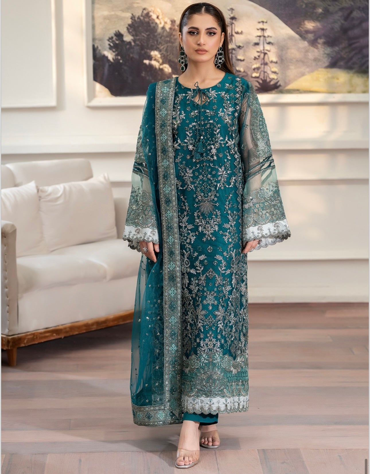 Brit 3 piece Embrioded NET_10076 Pakistani ladies suit B206