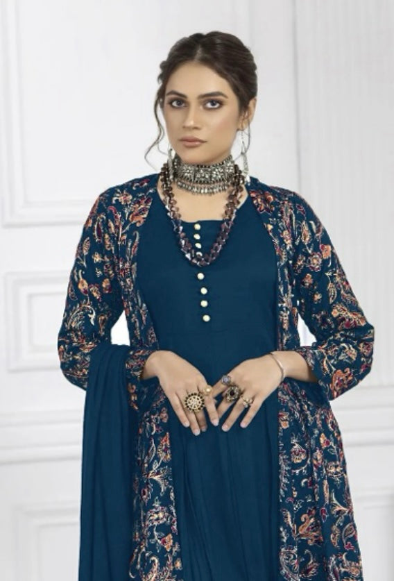 Brit 3 piece Dhanak_6066 Pakistani suits nevy B35