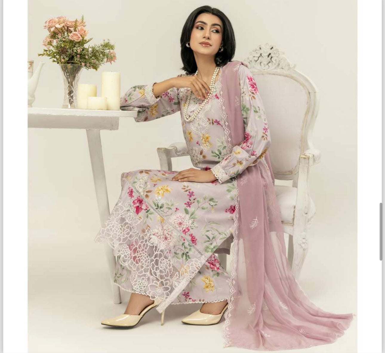 M B inspired 3 piece linen _8039 Pakistani ladies suit b64