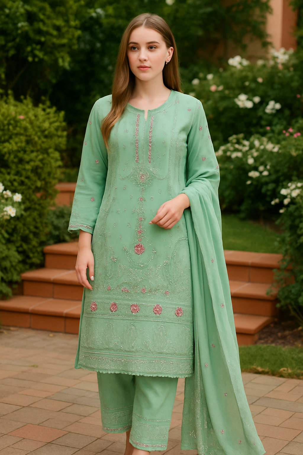 Brit 3 piece luxury chiffon_81042 Pakistani ladies suit B238