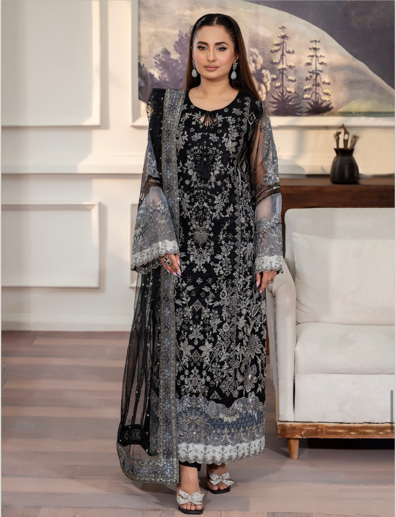 Brit 3 piece Embrioded NET_10076 Pakistani ladies suit B206