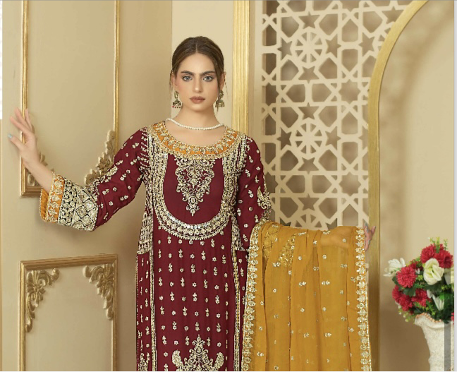 Brit 3 piece chiffon _100129 Pakistani ladies suit B123