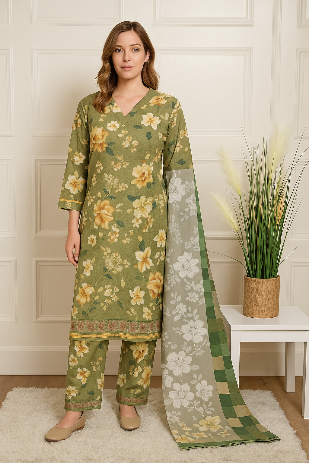 Barouque Dhanak 3 piece_4038 Pakistani suits for ladies DB1