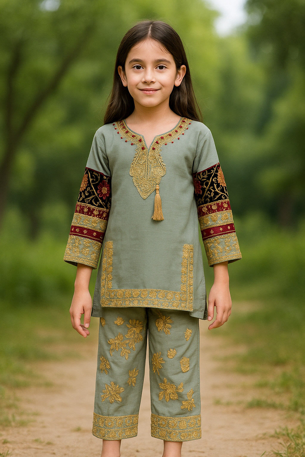 Kids 3 piece chiffon _81042 Pakistani ladies suit B189