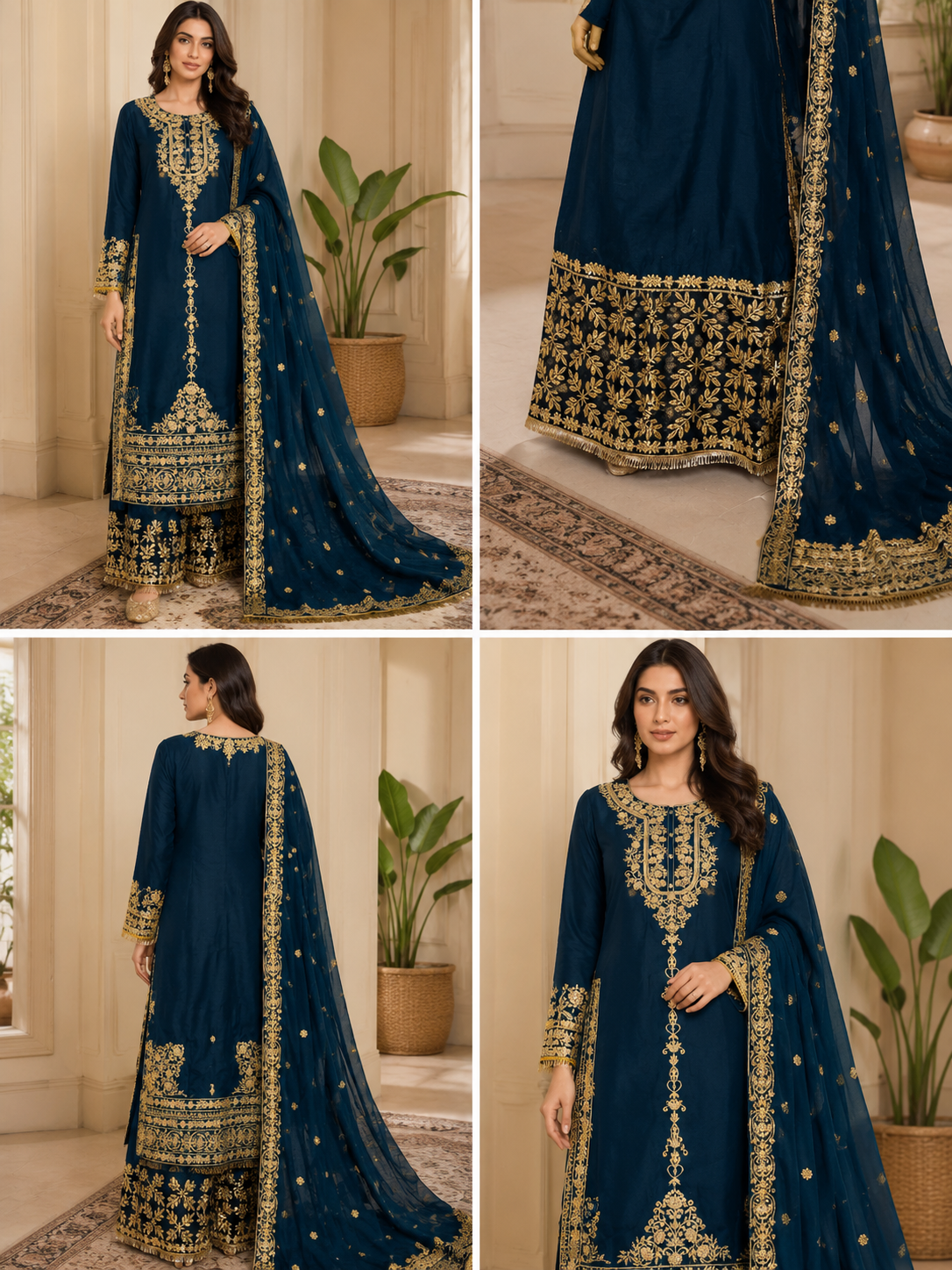Brit 3 piece embroidered summer Chiffon collection ladies dress B632