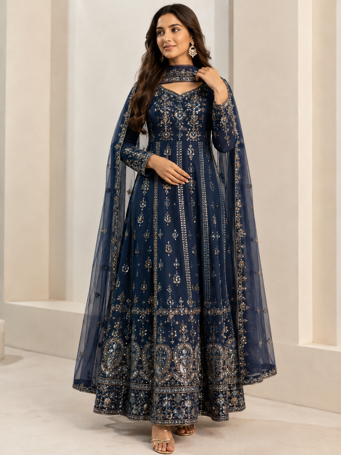 BRIT 3 piece luxury Designer chiffon Maxi collection B719
