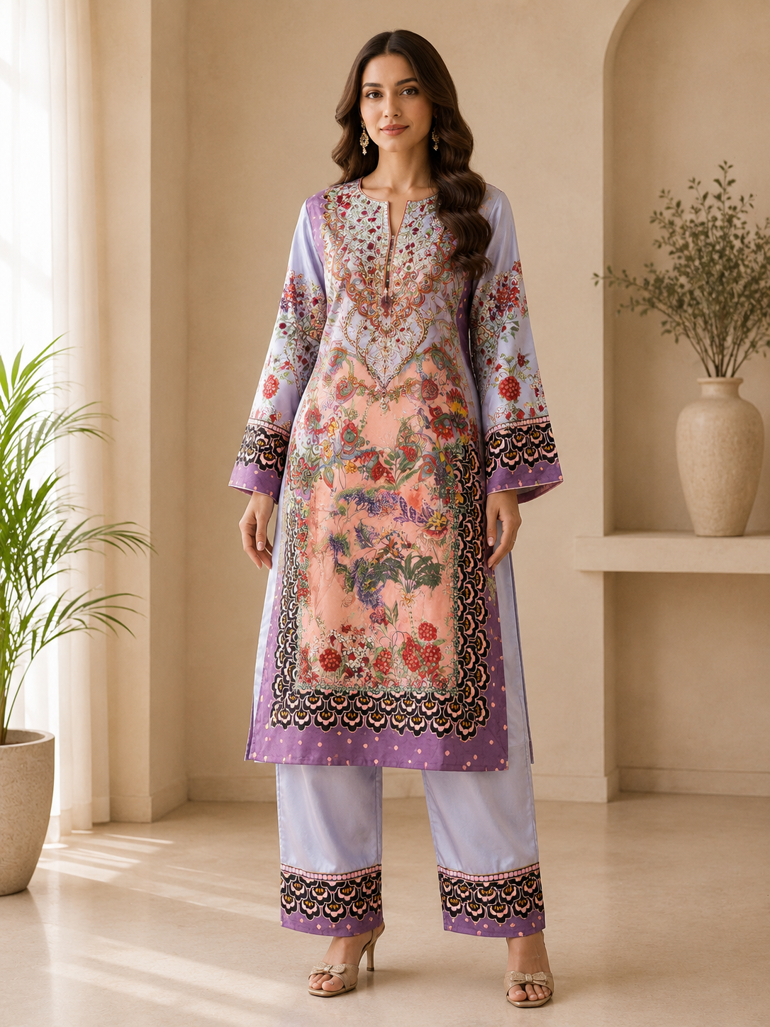 BRIT 2 piece silk Kaftaan collection ladies dress B743
