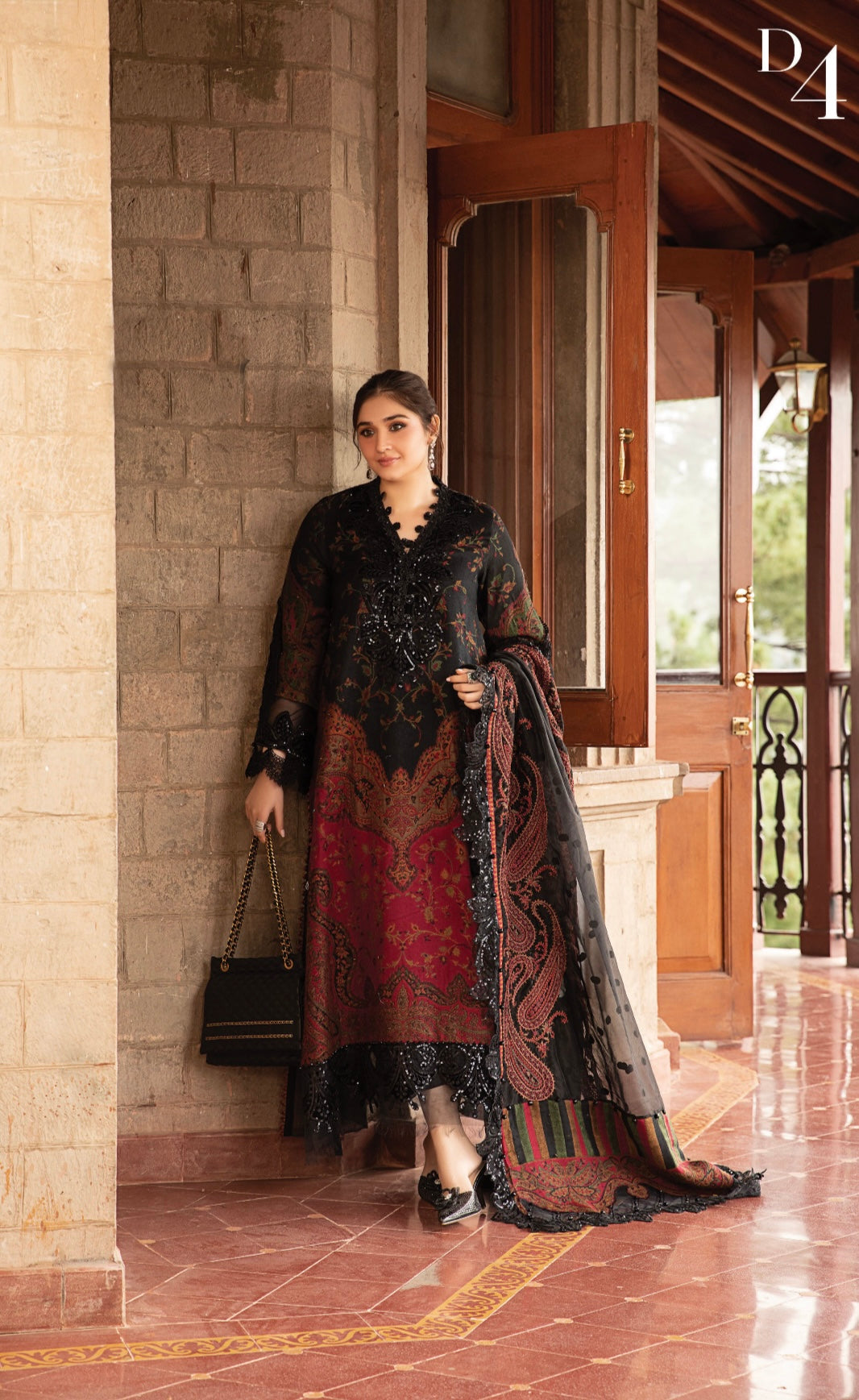 M B original 3 piece stitched_4051 Pakistani winter dress