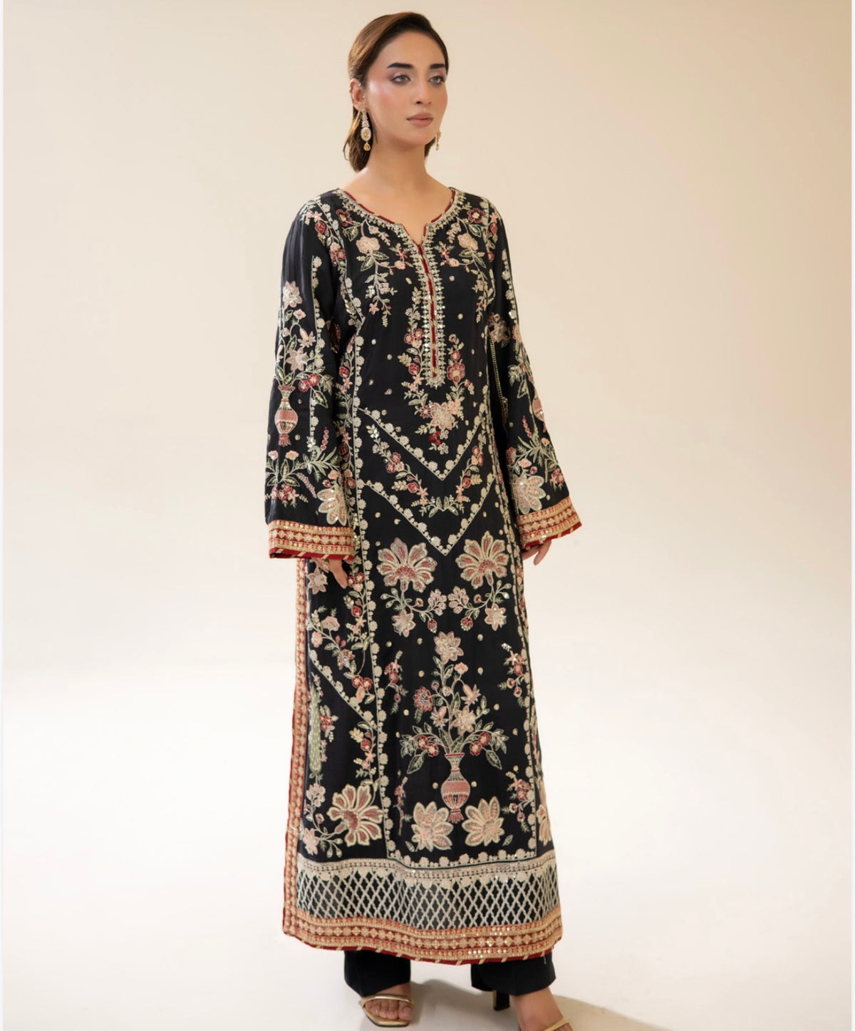 ETHNIC 2 piece Raw silk collection ladies dress B724