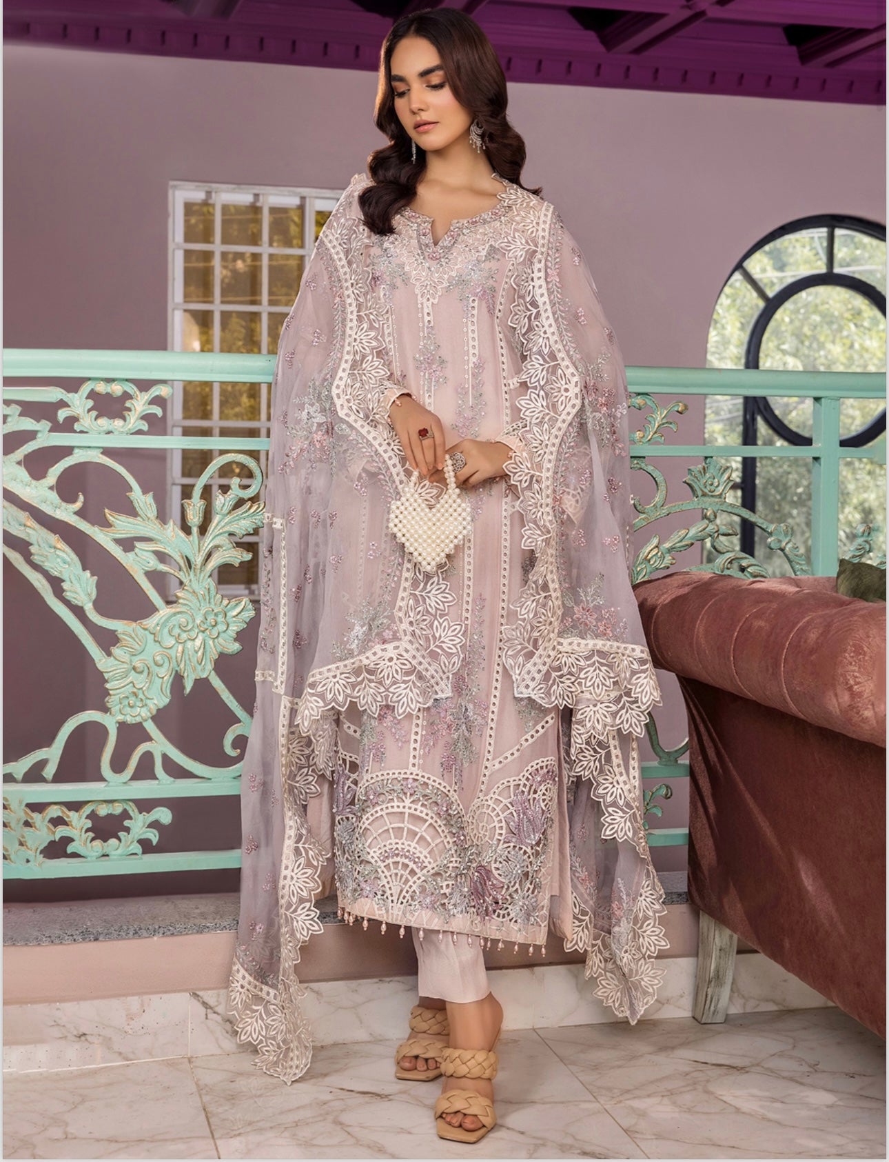 Brit 3 piece chiffon _100134 Pakistani ladies suit B124