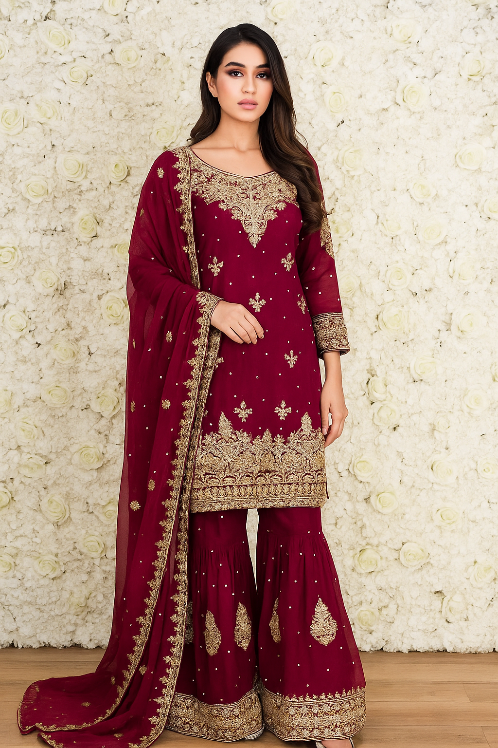 Brit Mother and Daughter 3 piece Chiffon_100293 magenta B100
