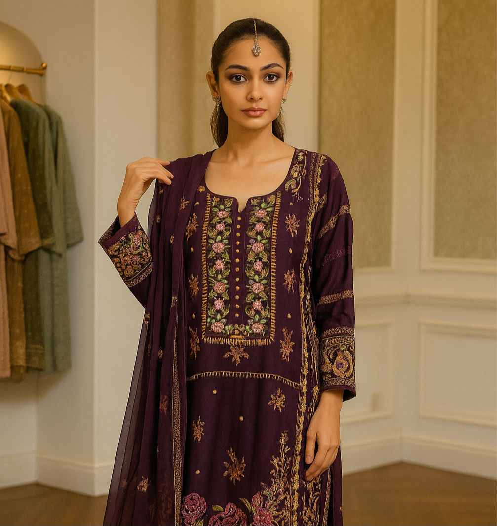 Easha Aisha inspired chiffon _81042 Pakistani ladies suit purple B233