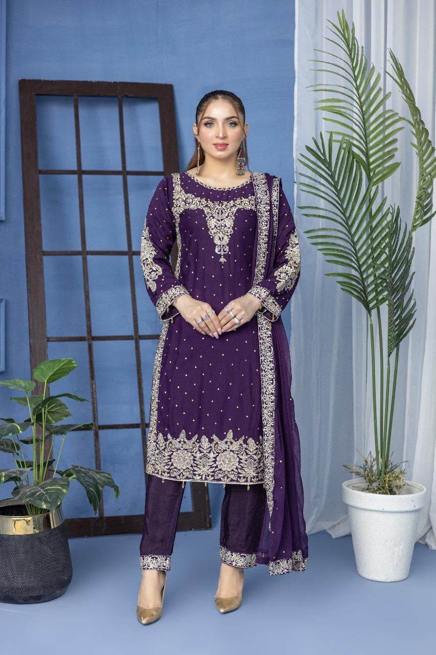 Brit Mother and Daughter 3 piece Chiffon_1000286 purple B92