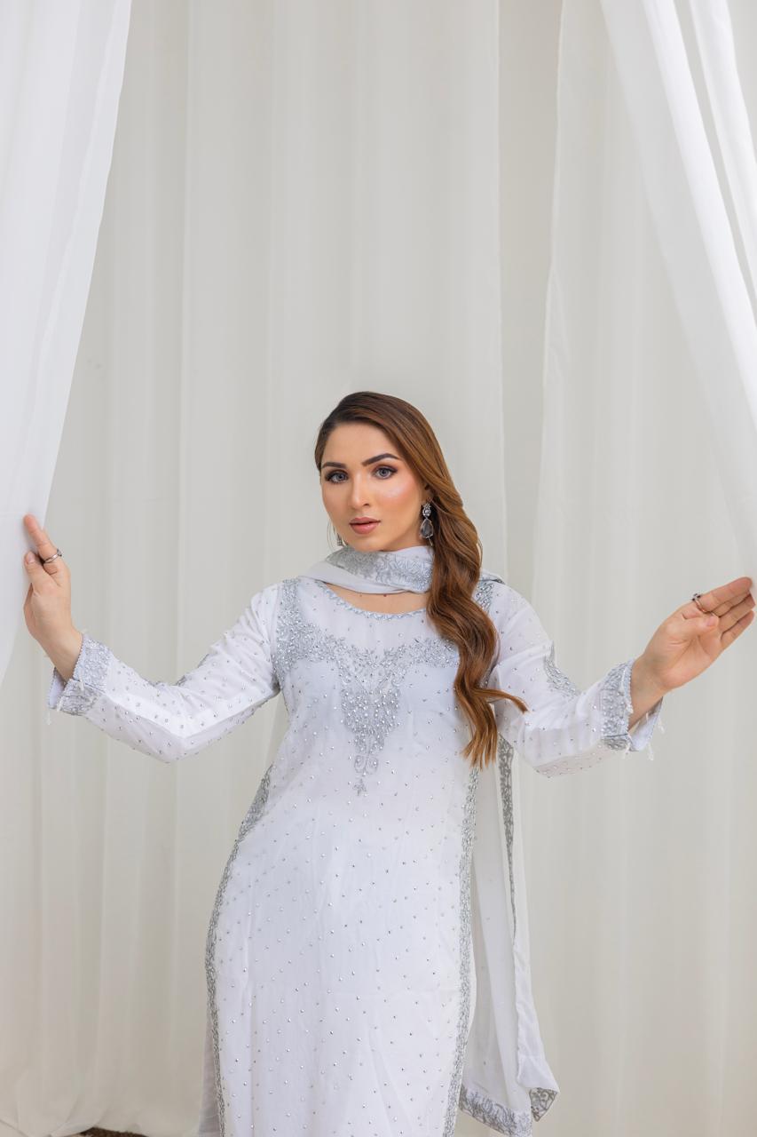 Brit Mother and daughter 3 piece Chiffon_1003 White B92