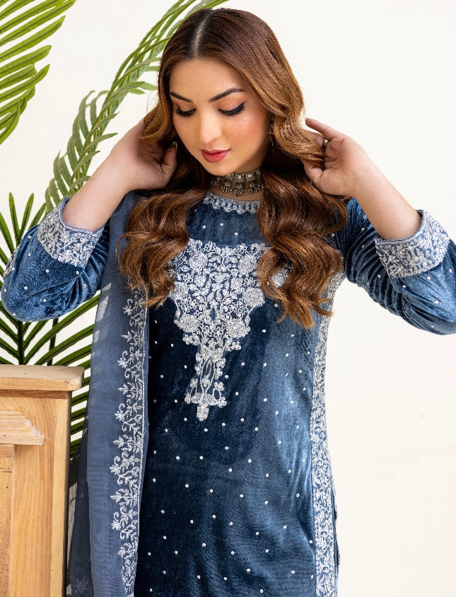 Brit Valvet 3 piece _6043 grey with silver B5