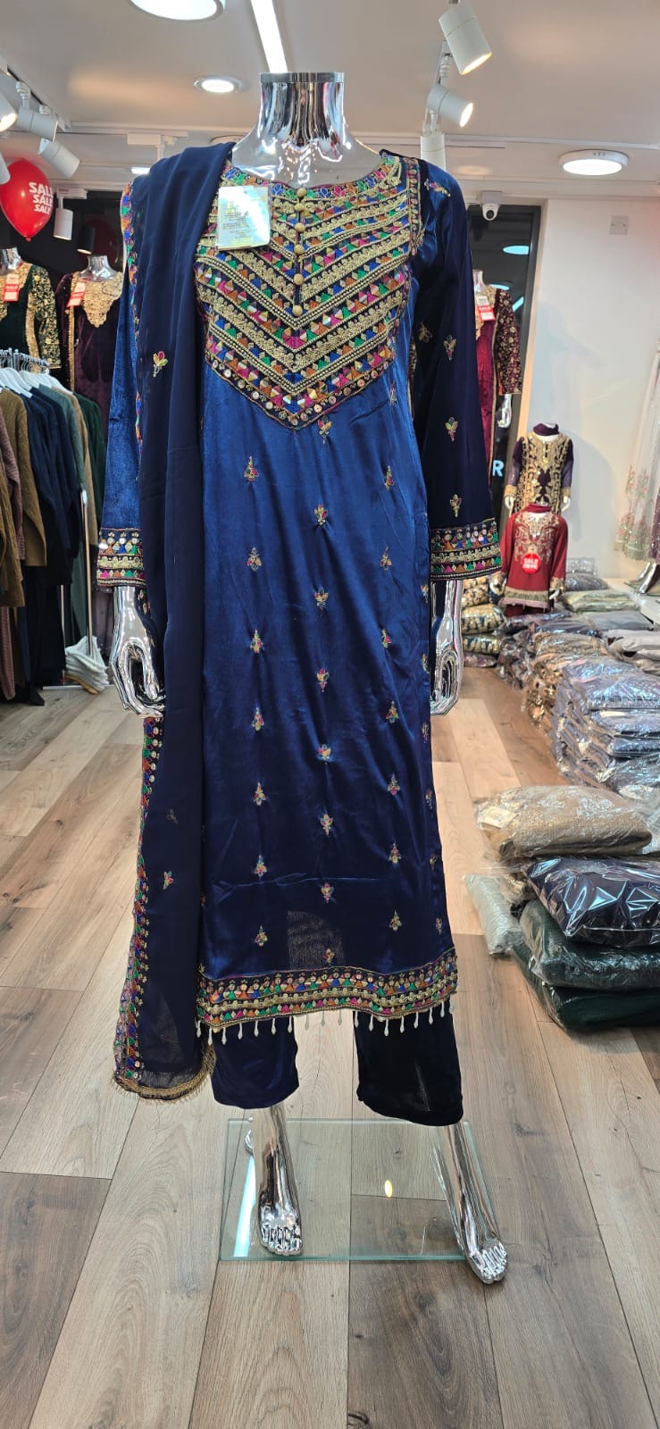 Brit 3 piece velvet_6022 Pakistani ladies suit blue B16