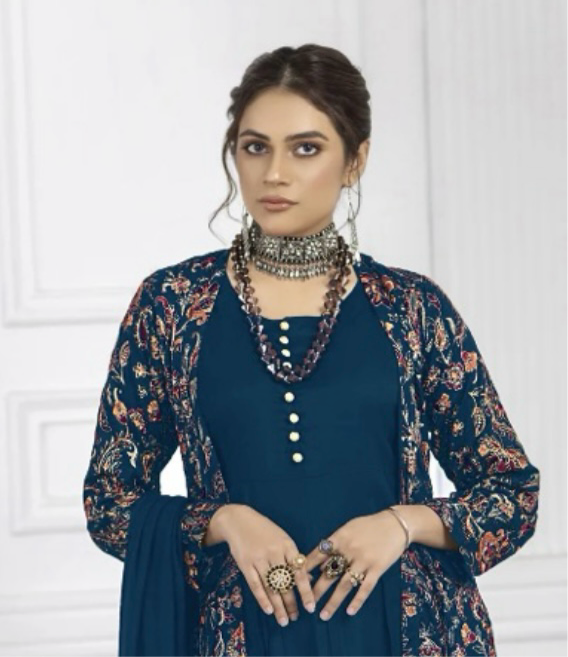 Brit 3 piece Dhanak_6066 Pakistani suits nevy B35