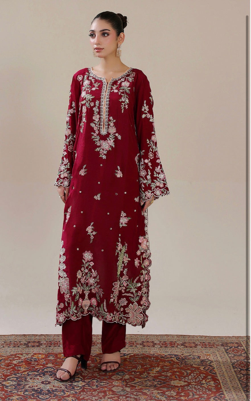 ETHNC 3 piece luxury grip raw silk ladies dress B657