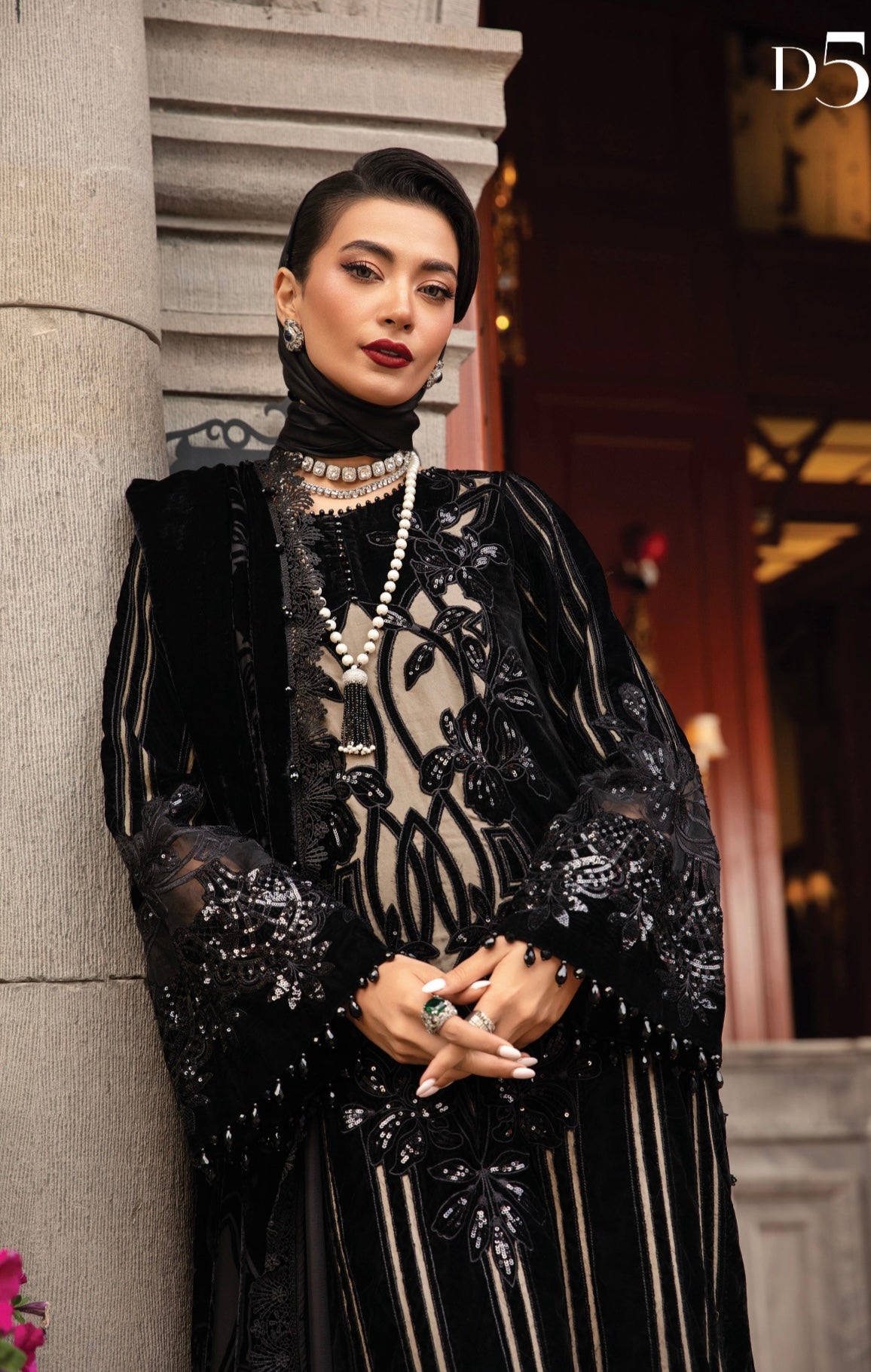 M B original 3 piece stitched_4061 Pakistani winter dress