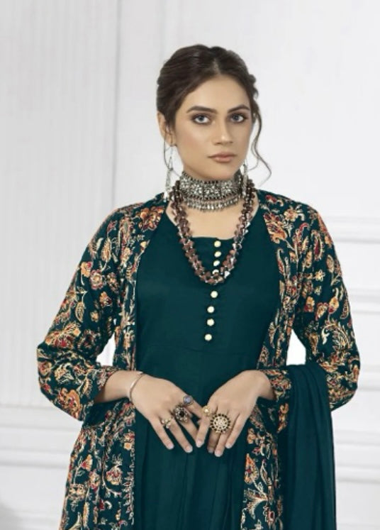 Brit 3 piece chiffon_6068 Pakistani suits Teal B35