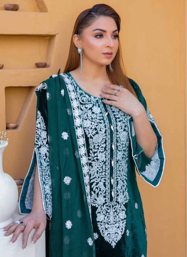 Brit 3 piece velvet_6088 ladies suit Teal B39