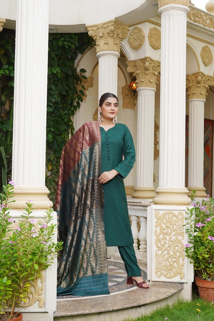Brit 3 piece Dhanak Pakistani ladies Winter collection suit B406