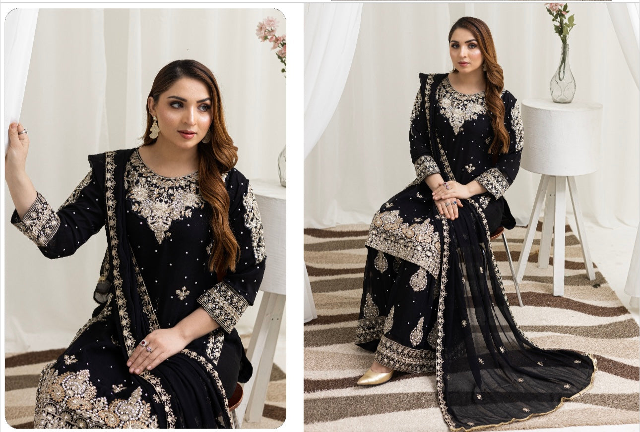 Brit Mother and Daughter 3 piece Chiffon_10032 black B100*