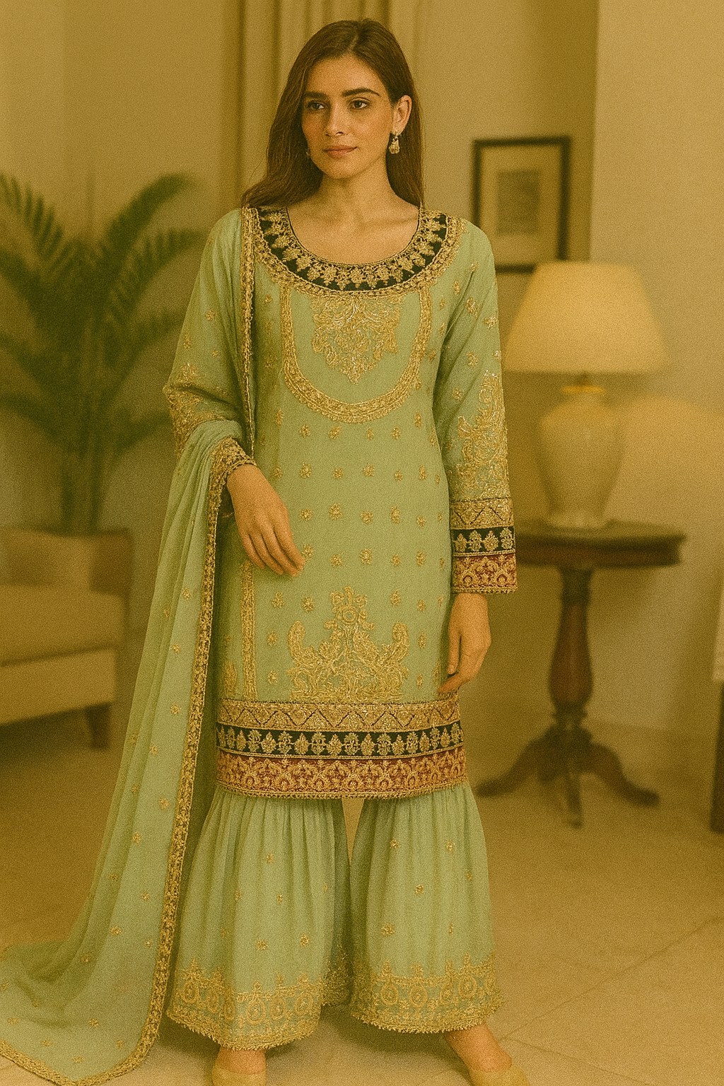 Brit 3 piece chiffon mother and daughter _8104 Mint B172