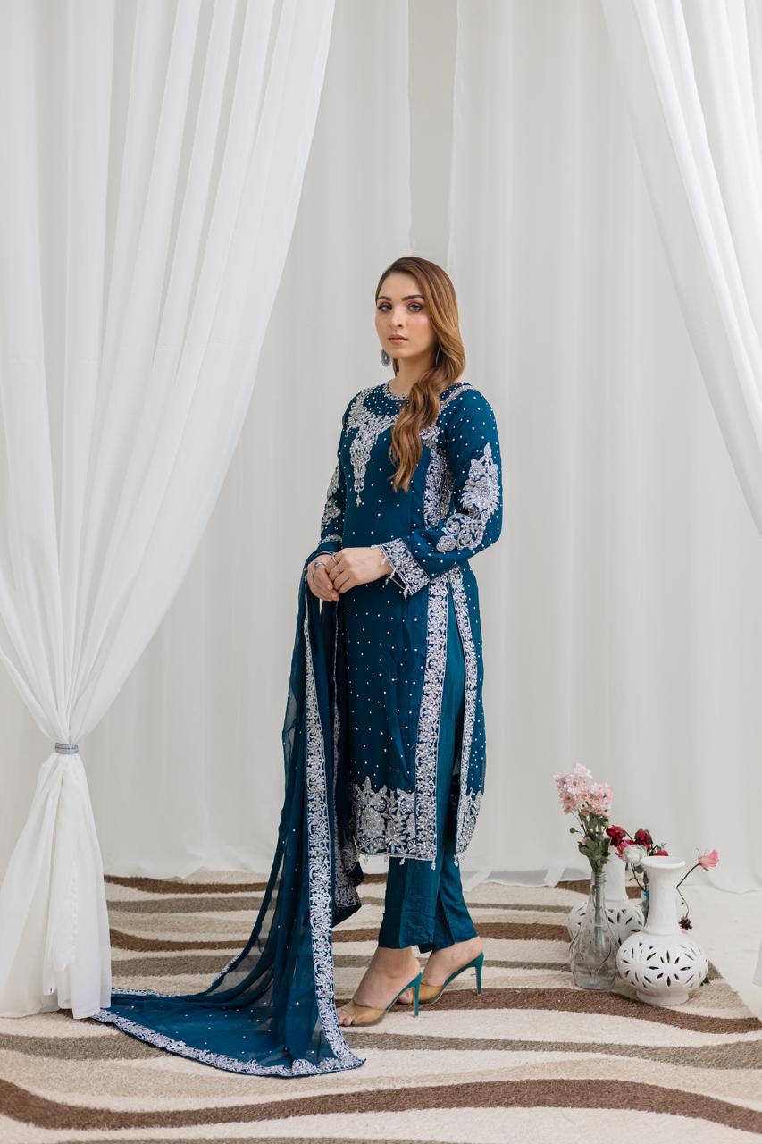 Brit Mother and daughter 3 piece Chiffon_1001 Teal B92