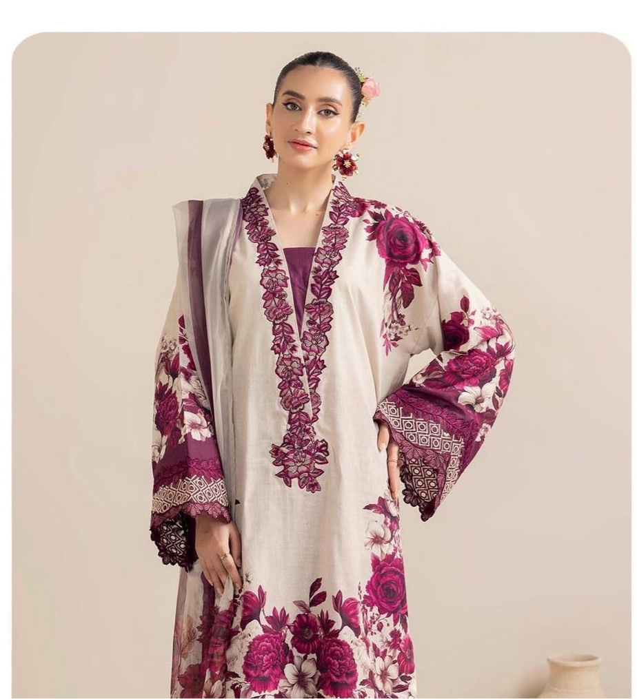 M Print inspired 3 piece luxury lawn_81042 Pakistani ladies suit B199