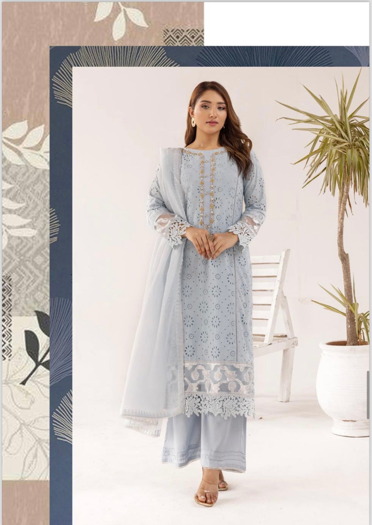 Simrans 3 piece chickenkari add work_8053 Pakistani ladies suit b68