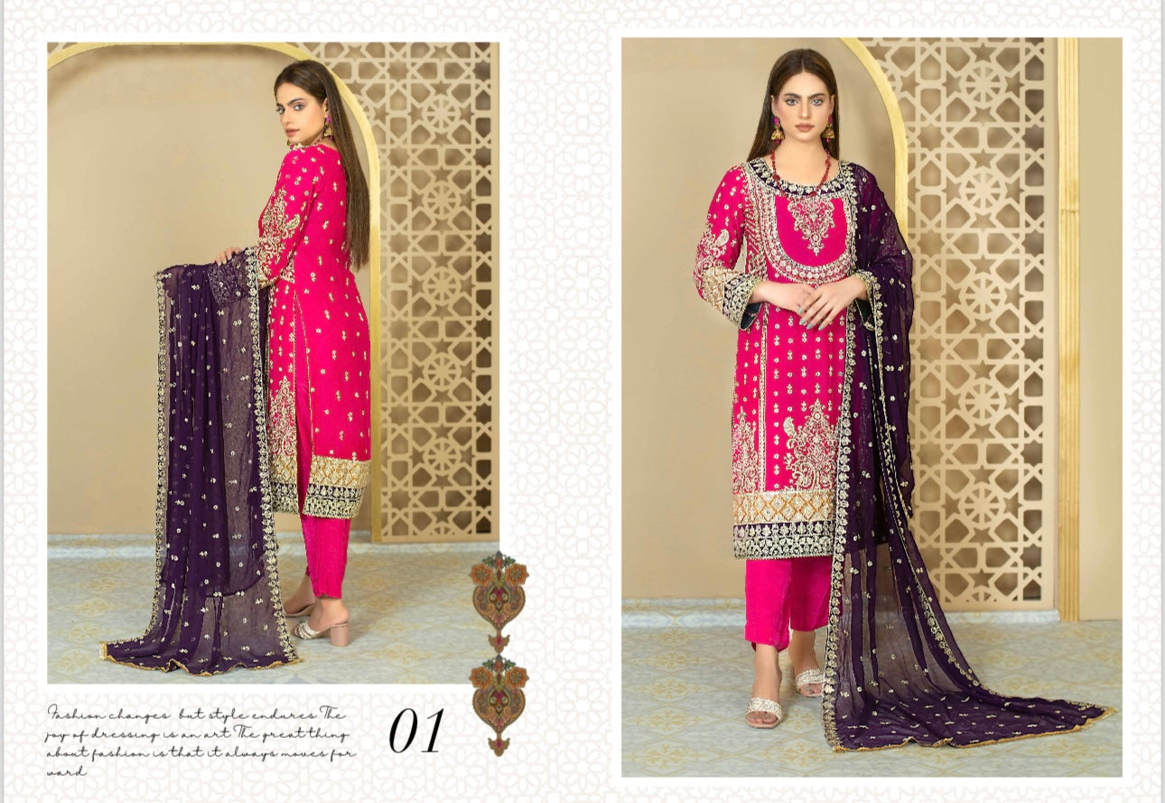 Brit 3 piece chiffon _100127 Pakistani ladies suit B123