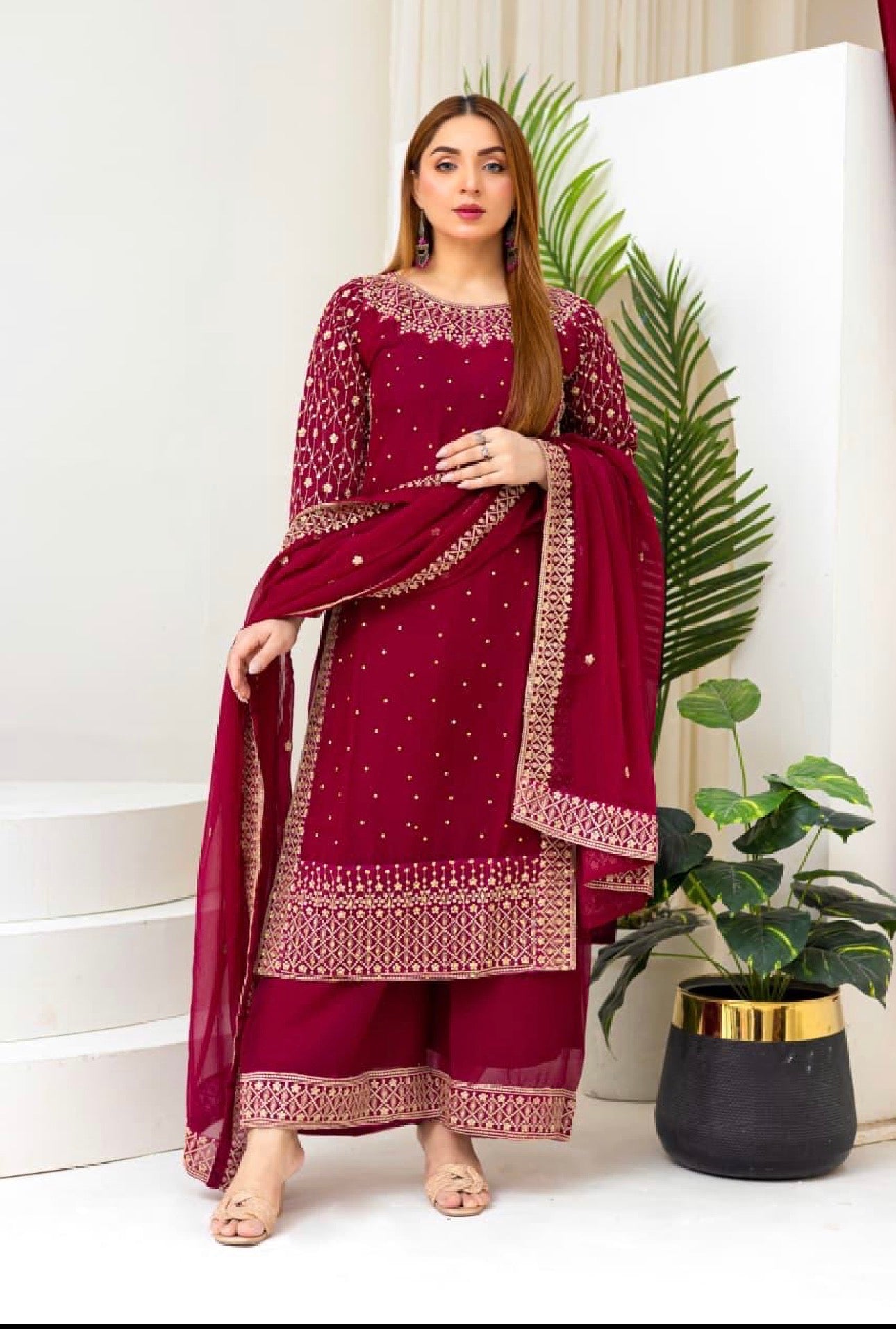BRIT 3 piece Mother and daughter luxury Chiffon _81042 Pakistani ladies suit B522