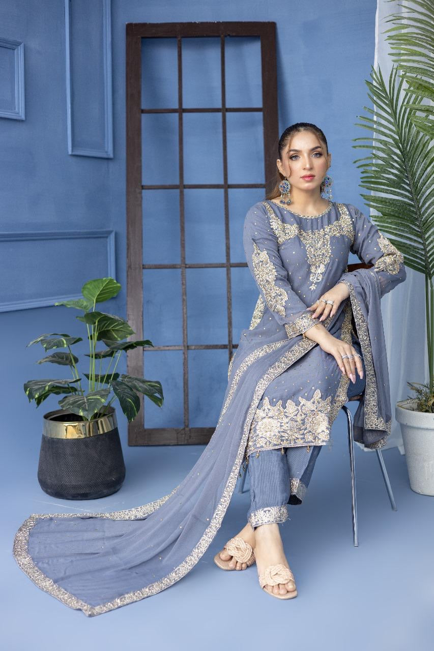Brit Mother and Daughter 3 piece Chiffon_1000287 grey B92
