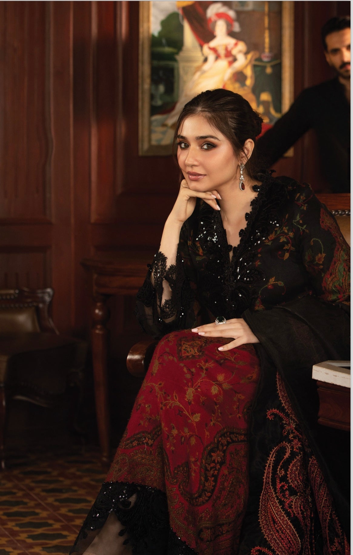 M B original 3 piece stitched_4051 Pakistani winter dress