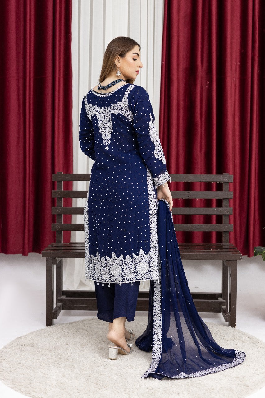 Brit Mother and Daughter 3 piece Chiffon_81039 blue B92