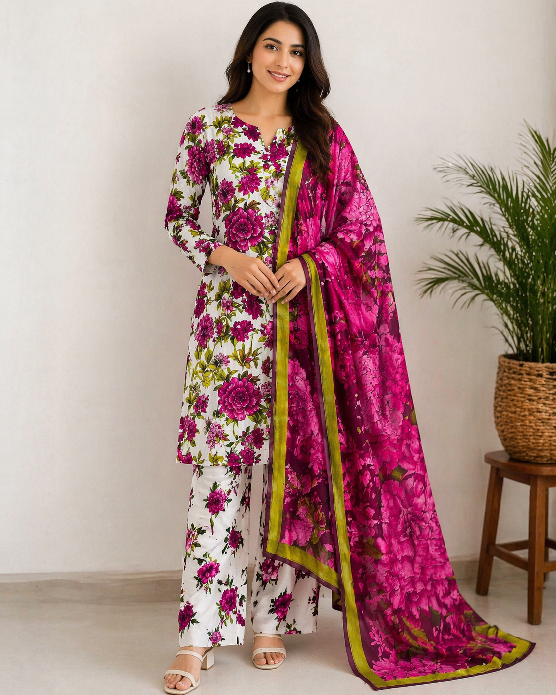 M Print inspired 3 piece lawn B548