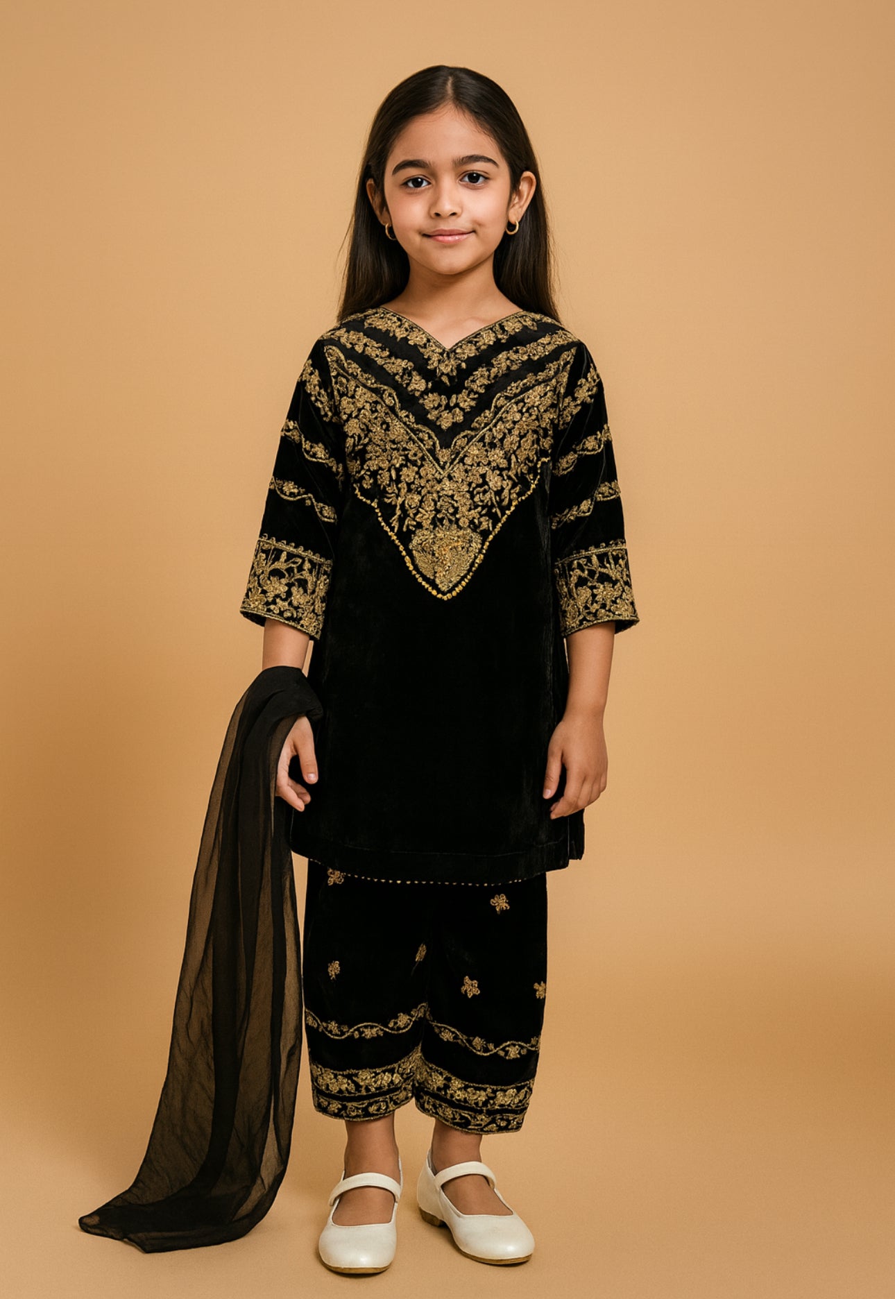 Brit 3 piece kids velvet_5004 ladies suit KIDS B391