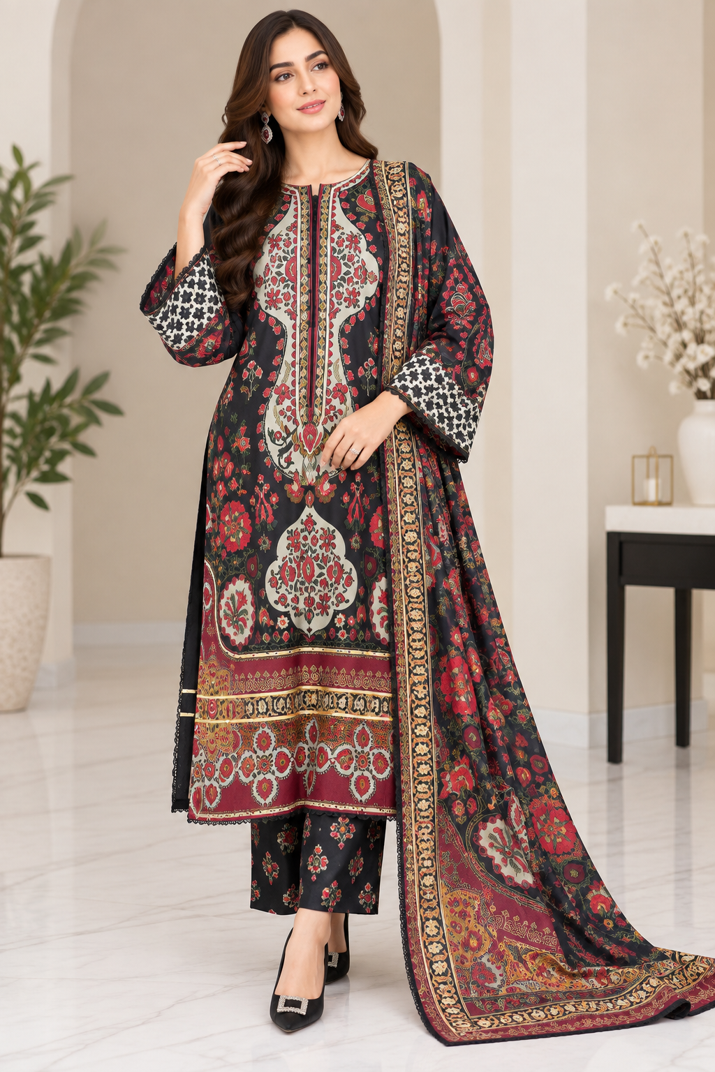 BRIT- GL 3 piece winter cotton designer Kaftaan collection B788
