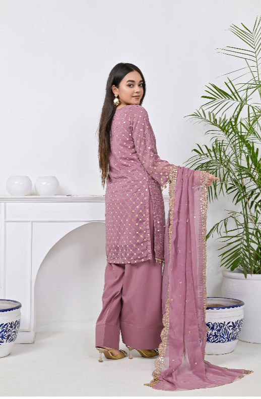 Brit 3 piece chiffon Faarshi shalwar _9002 Pakistani suits B77