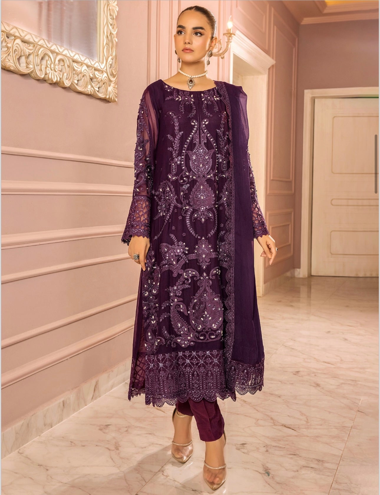 Brit 3 piece chiffon _100133 Pakistani ladies suit B124