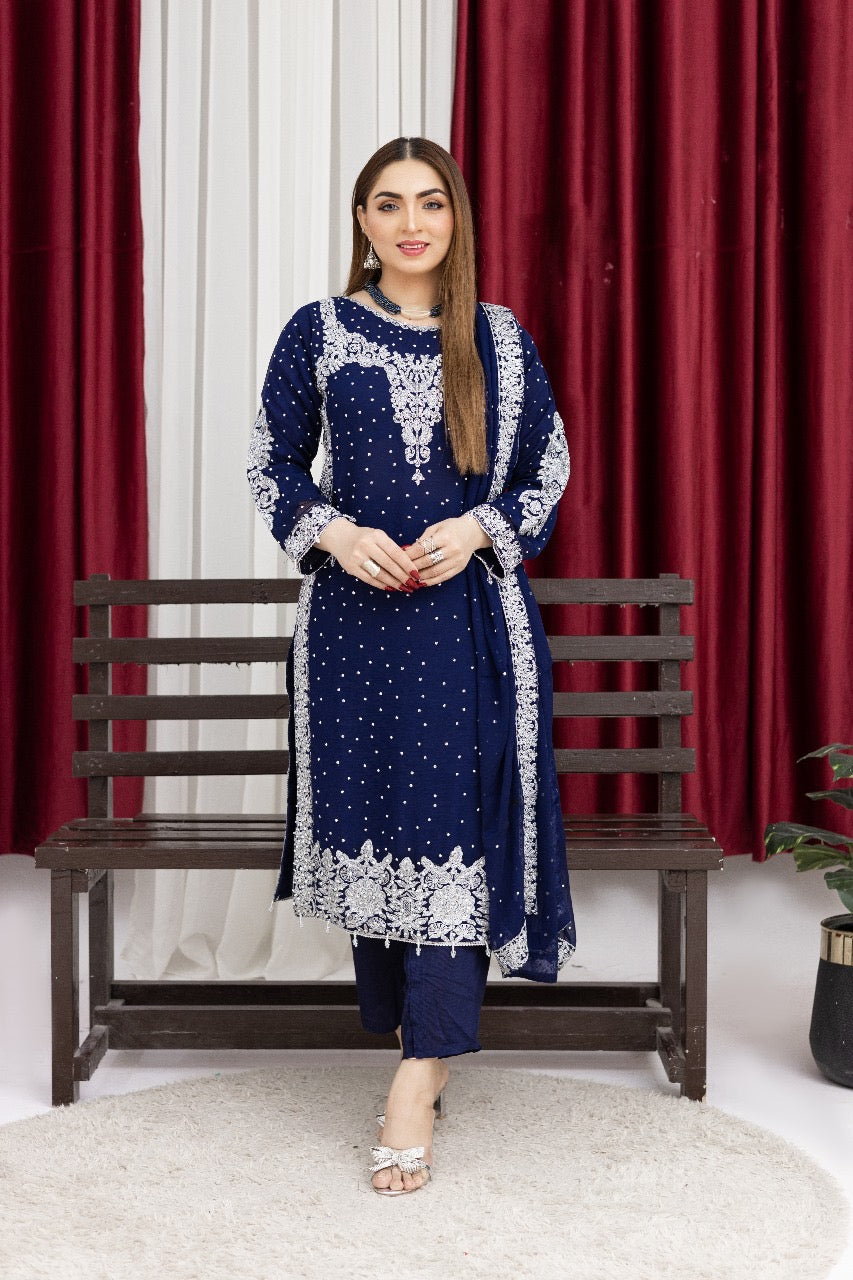 Brit Mother and Daughter 3 piece Chiffon_81039 blue B92